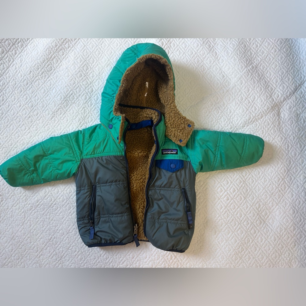 Patagonia Kids' Green and Gray Fleece Jacket